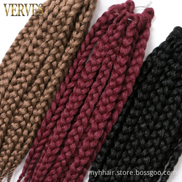 10 Pcs Crochet Box Braids Hair Extensions 14 Inch 12 strands/piece Burgundy Blonde Black Synthetic Pure Color Braiding Hair Zip
